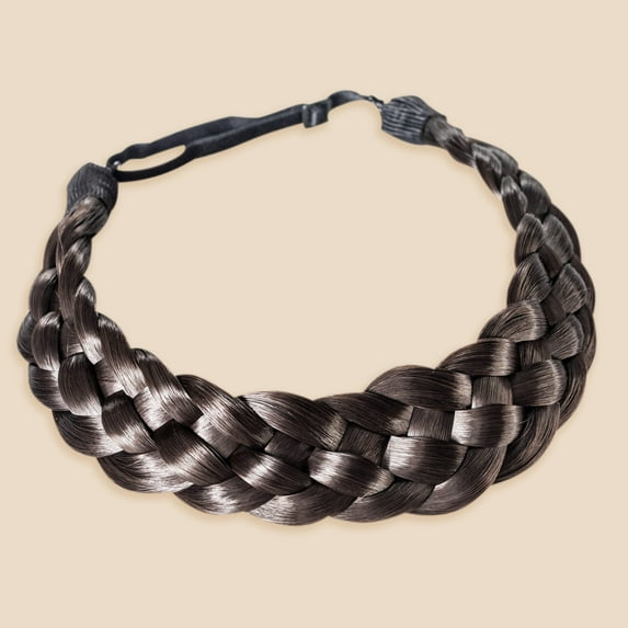 Madison Braids Womens Braided Headband Hair Braid Synthetic Hair Piece Extension - Five Strand - Dark Brown