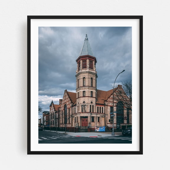 Madison & Bushwich - Brooklyn New York Photography Architecture Church City Vintage Street Photography Cityscape Black Framed Wall Art Print 6 x 8 inches