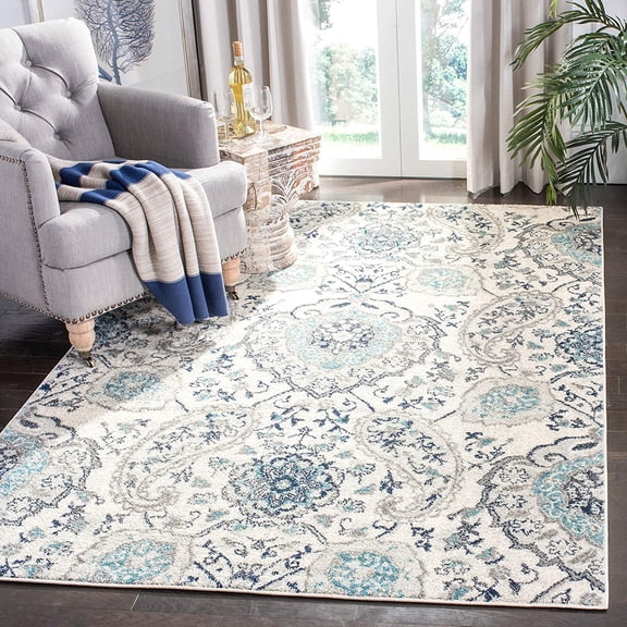 Madison Collection Area Rug - 5'3" x 7'6", Cream & Light Grey, Boho Chic Glam Paisley Design, Non-Shedding & Easy Care, Ideal for High Traffic Areas in Living Room, Bedroom (MAD600C)