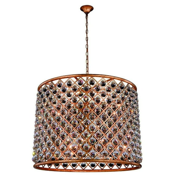 Madison Collection Pendant Lamp D:35.5" H:28" Lt:12 Golden Iron Finish Royal Cut Crystal (Clear)