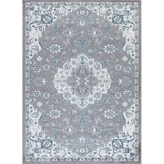 Madison Collection Royal Medallion Gray 5 ft. 3 in. x 7 ft. 3 in. Area Rug