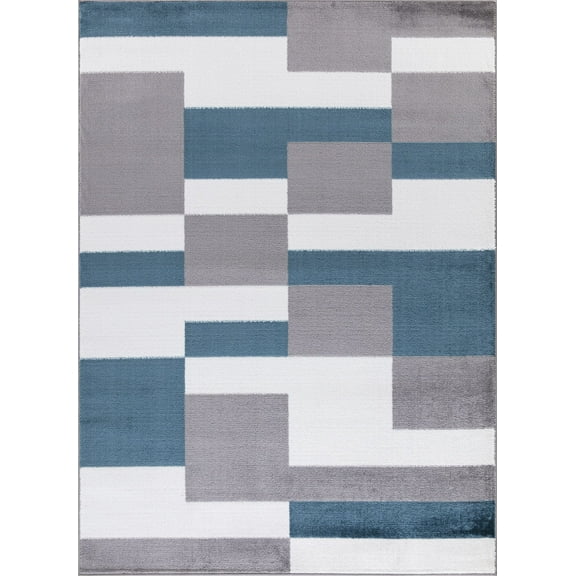 Madison Collection Squares Gray 2 ft. 7 in. x 4 ft. 1 in. Area Rug
