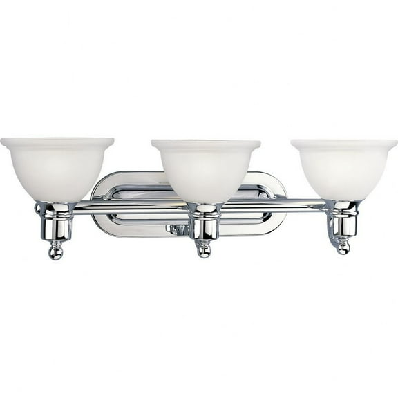 Madison Collection Three-Light Polished Chrome Etched Glass Traditional Bath Vanity Light