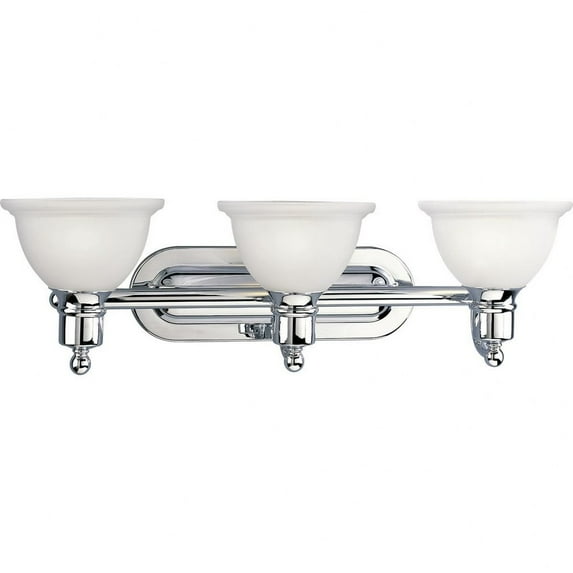 Madison Collection Three-Light Polished Chrome Etched Glass Traditional Bath Vanity Light