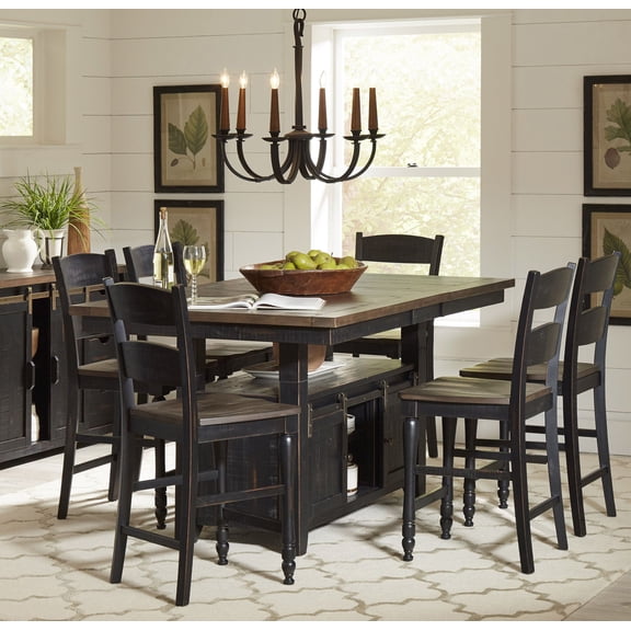 Madison County Reclaimed Pine 72" Farmhouse Counter Height Seven-Piece Dining Set