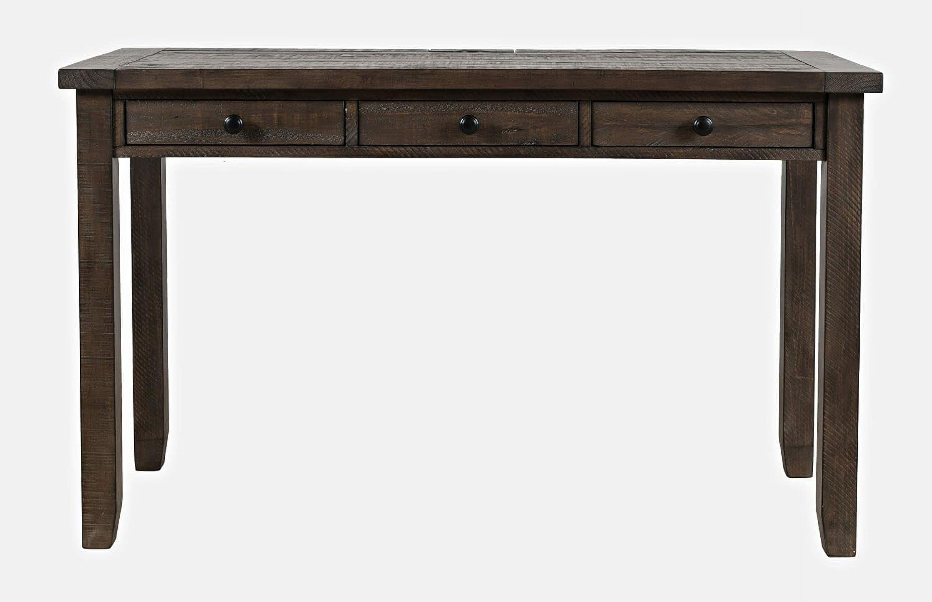 Barnwood Brown Rustic Home Office Desk with Power Outlets and USB