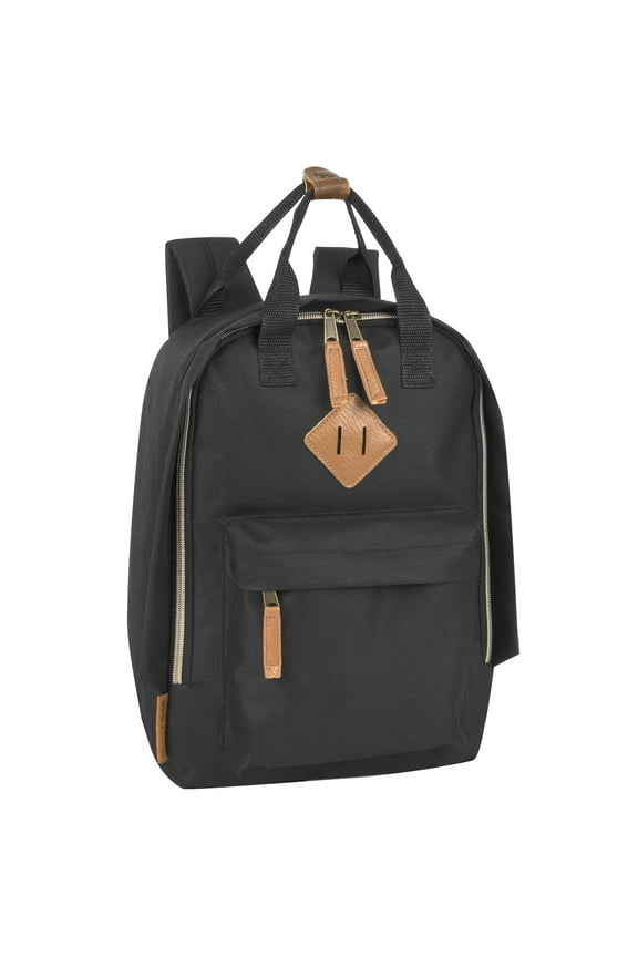 13.5”L Mini Canvas Backpack for Everyday, School, Recreation, Commuting and Travel in Black