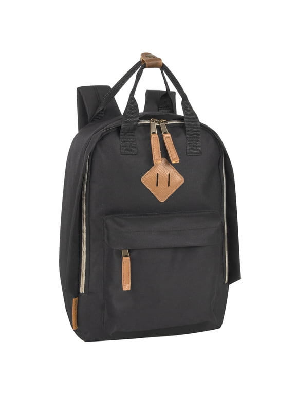13.5”L Mini Canvas Backpack for Everyday, School, Recreation, Commuting and Travel in Black