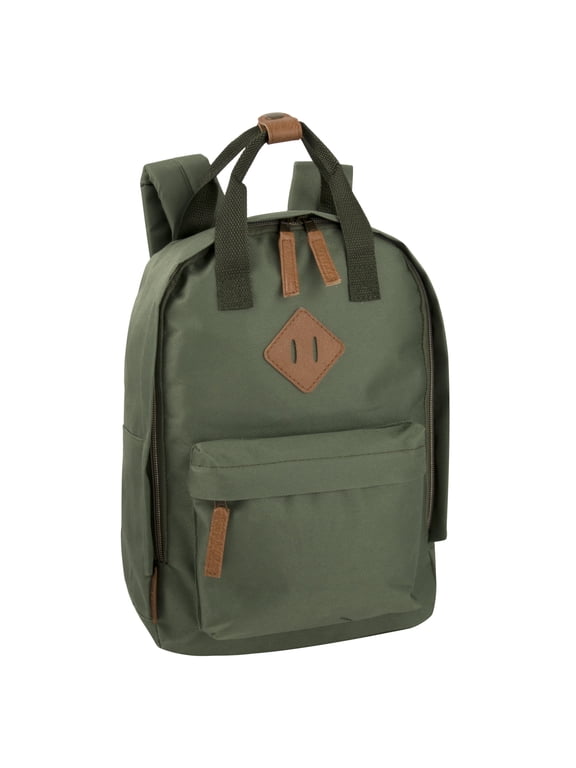 13.5”L Mini Canvas Backpack for Everyday, School, Recreation, Commuting and Travel in Hunter Green