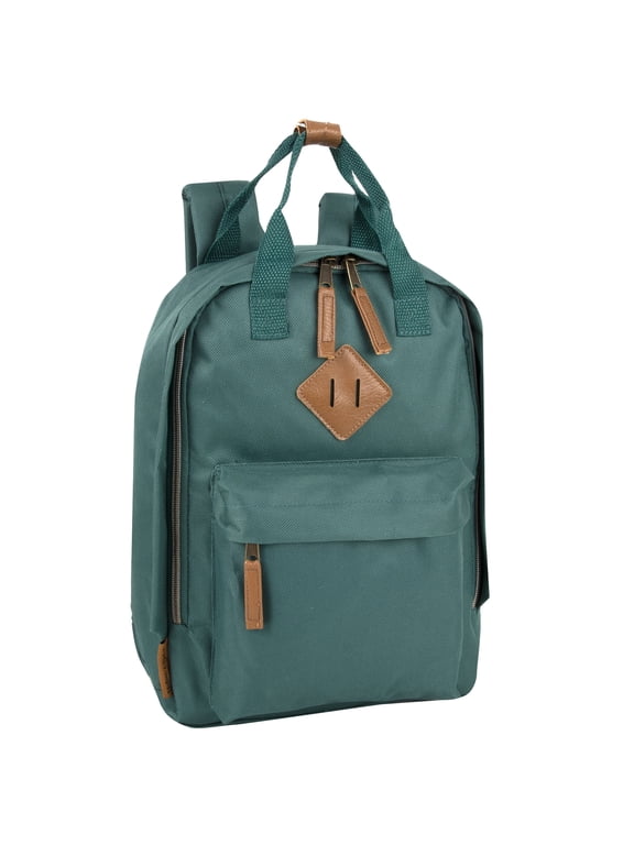 13.5”L Mini Canvas Backpack for Everyday, School, Recreation, Commuting and Travel in Kale Green