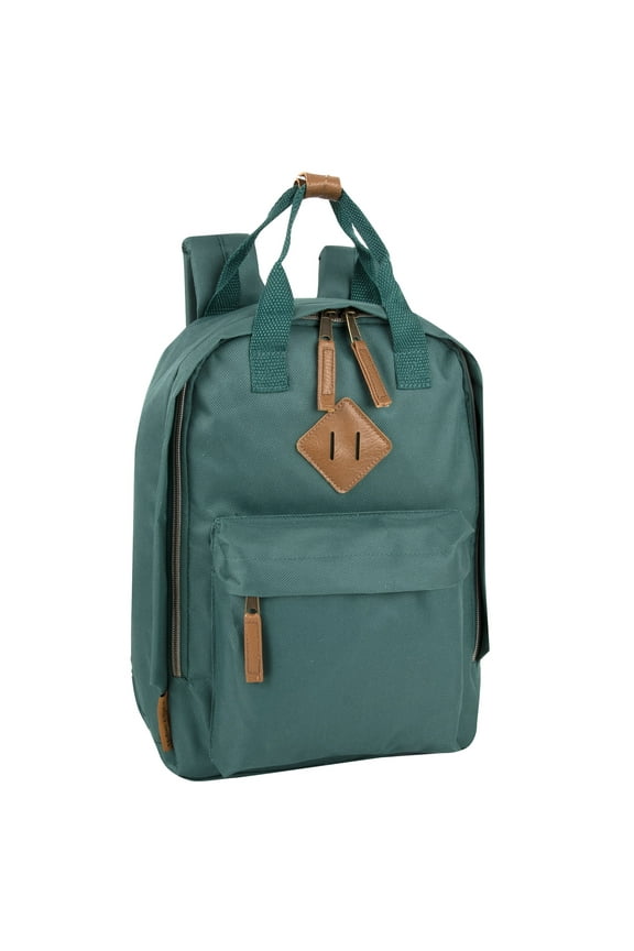 13.5”L Mini Canvas Backpack for Everyday, School, Recreation, Commuting and Travel in Kale Green