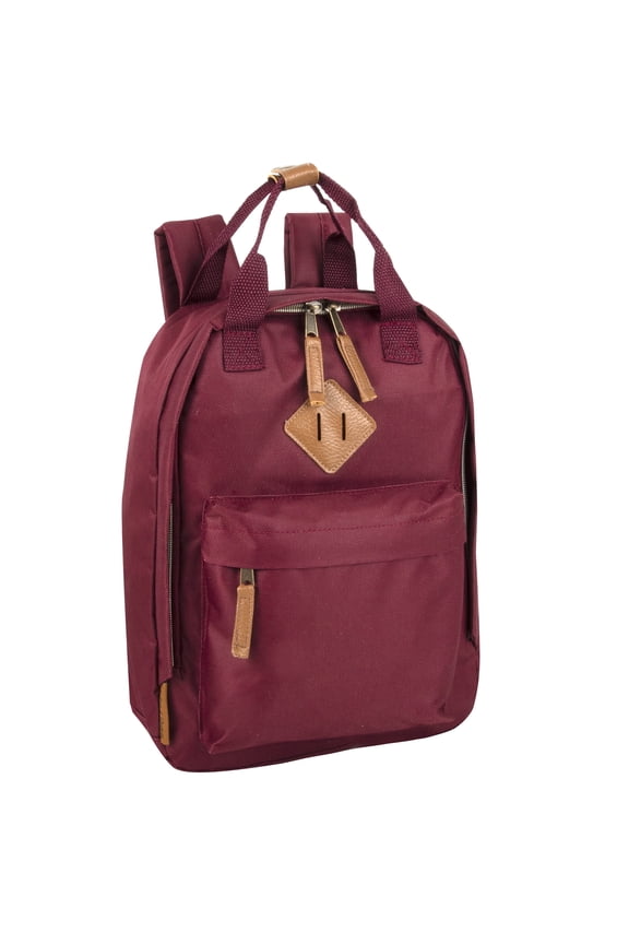 13.5”L Mini Canvas Backpack for Everyday, School, Recreation, Commuting and Travel in Red Sangria