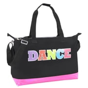 Madison & Dakota Dance Duffle Bag for Ballet, Dance, Dancewear, Clothing, Dresses, Skirts, Tutus, Tights, Stockings, Shoes and Accessories in Black with Glitter and Tote Handles