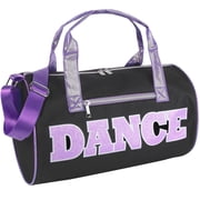 Girls Dance Duffle Bag for Ballet, Dance, Dancewear, Clothing, Dresses, Skirts, Tutus, Tights, Stockings, Shoes and Accessories in Black and Purple with Glitter