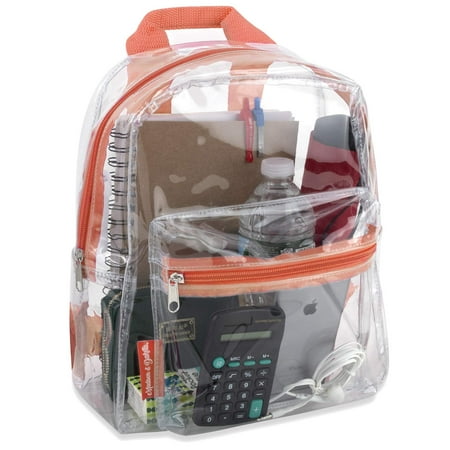 Madison & Dakota, Unisex Clear Mini Backpacks with Adjustable Straps for Beach, Travel, Stadium Approved Bag - Peach Apricot, 12” x 10” x 4.25” Size