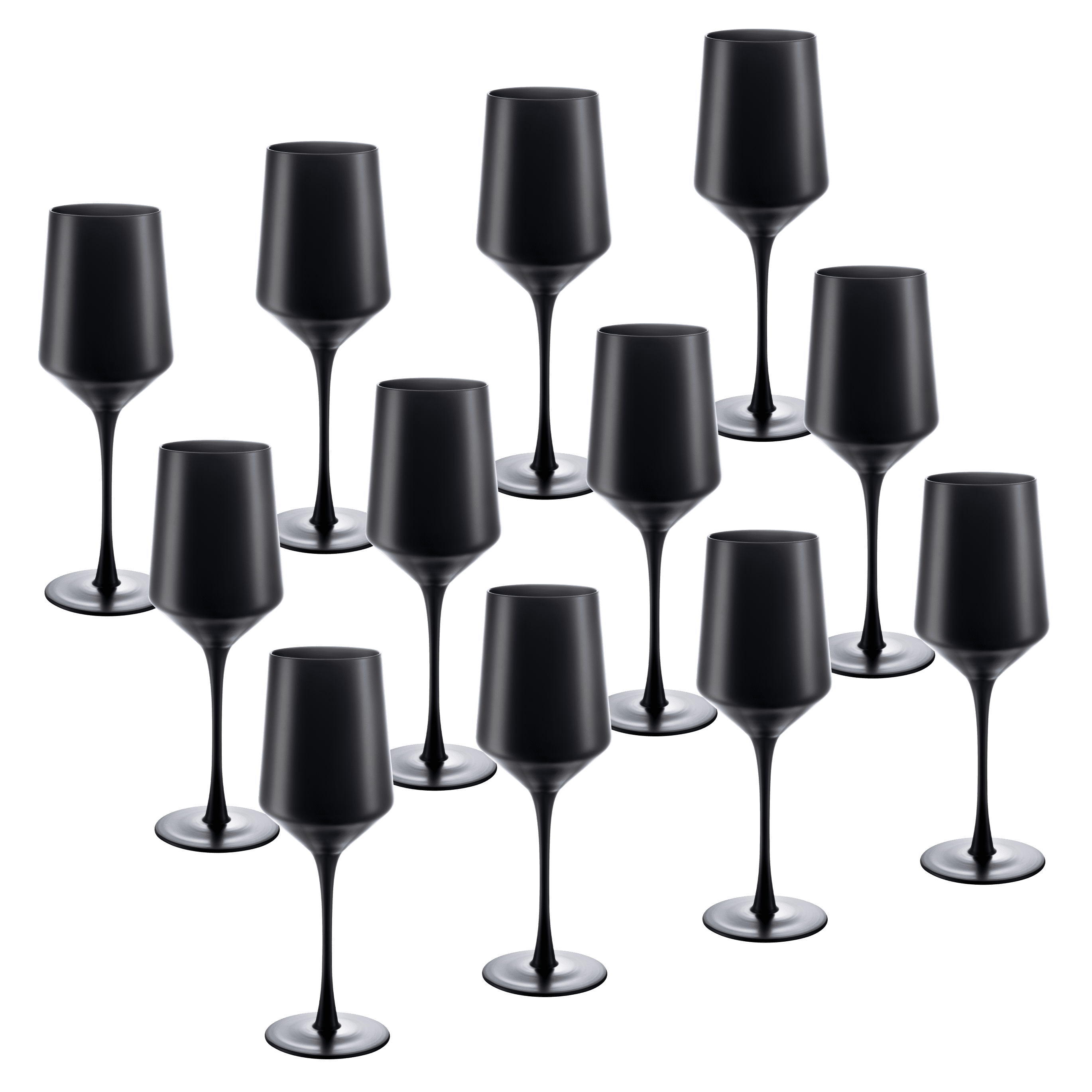 Vikko Décor Matte Black Wine Glasses Thin, Handblown Glass Tall