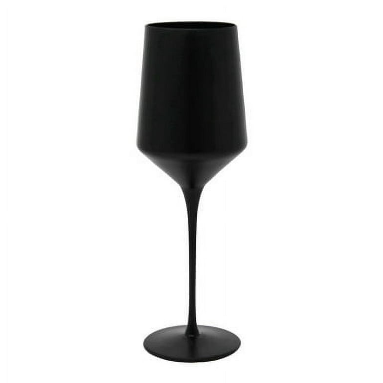 Madison dcor Glossy Black Colored Red Wine Glasses | Beautiful Unique Glasses Thick and Durable Dishwasher Safe 11 Ounce Cup Set of 6 Wine Glasses 7.9