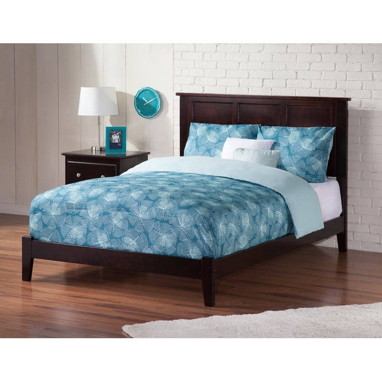 Atlantic Furniture Madison Queen Solid Wood Panel Headboard In Walnut - With Built-in Charging Station