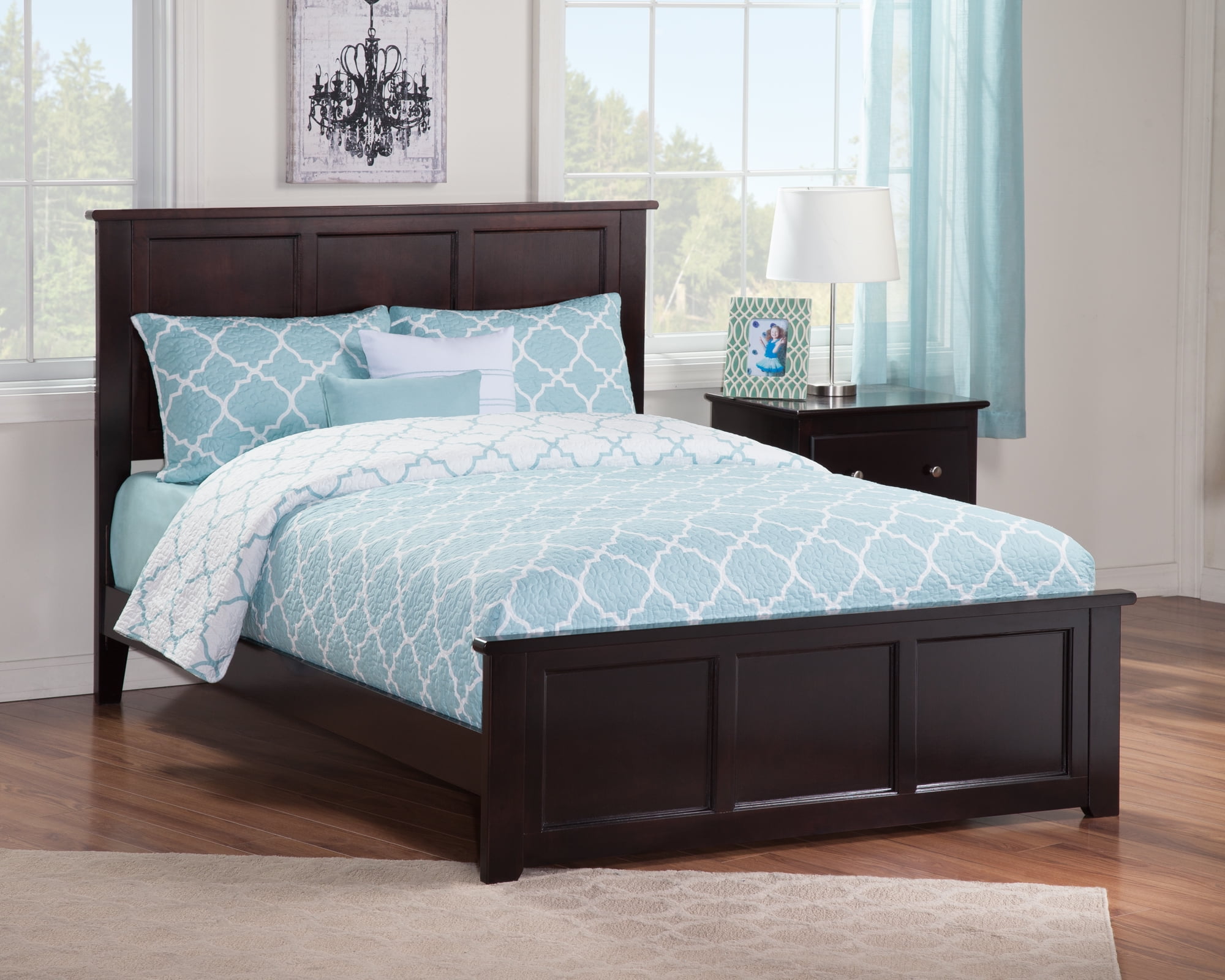 Madison Espresso Full Wood Platform Bed with Headboard