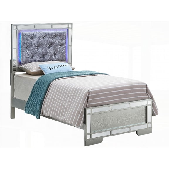 Twin Size Metal Platform Bed, No Box Spring Needed, Silver, for Bedroom
