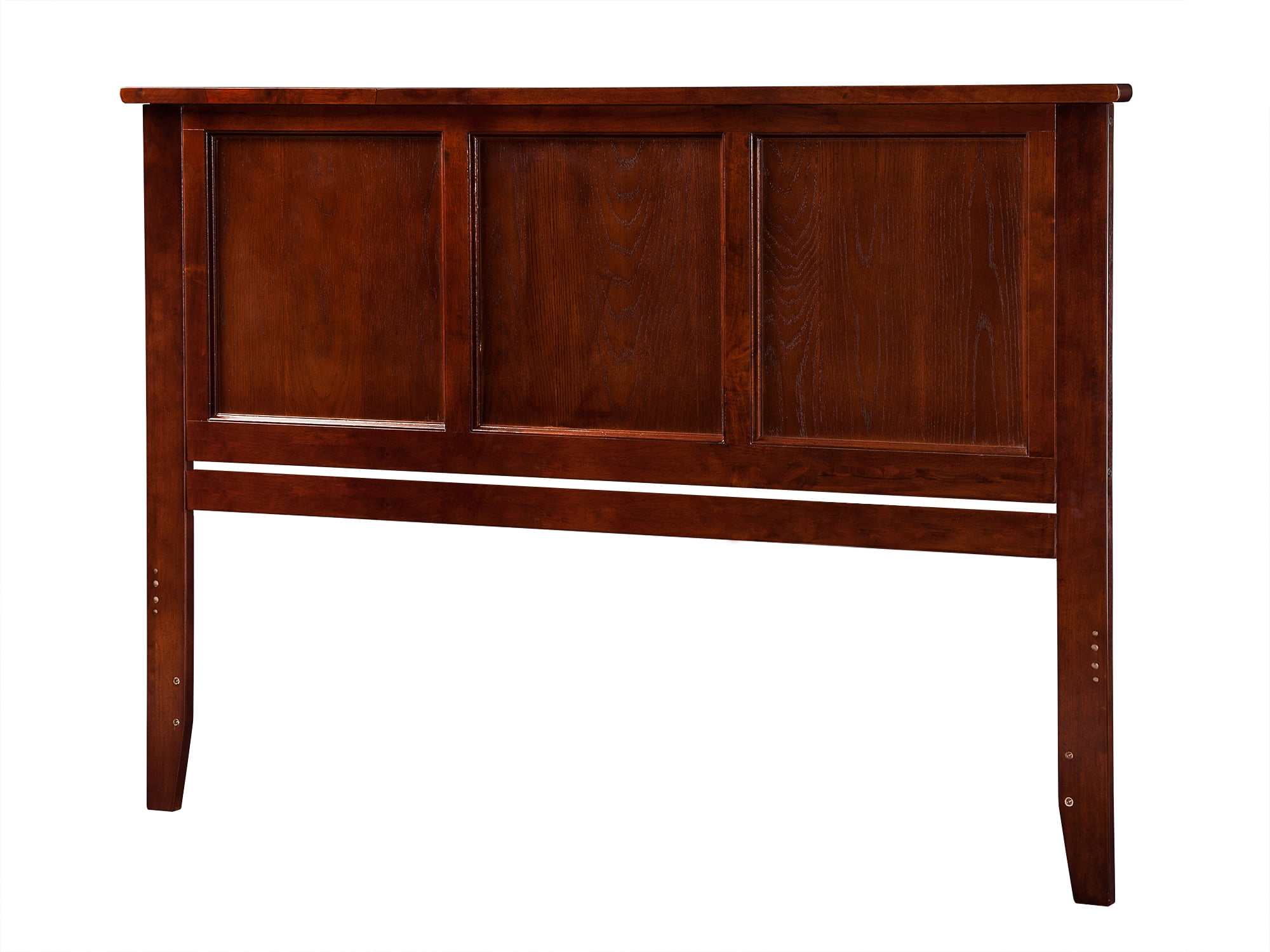 King Walnut Wood and Metal Panel Headboard