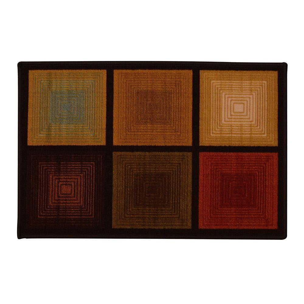 Modern Geometric Brown Synthetic 30"x20" Washable Area Rug