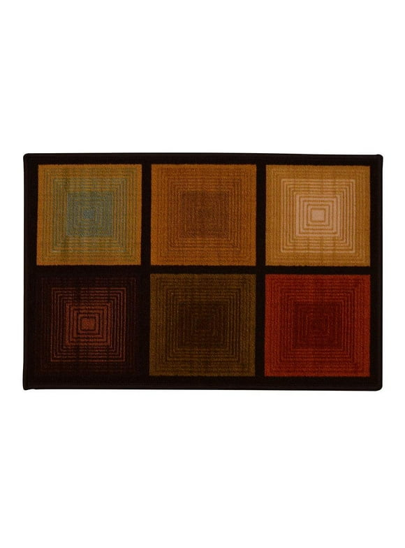 Madison Home  20 x 30 in. Optic Squares Area Rug, Brown