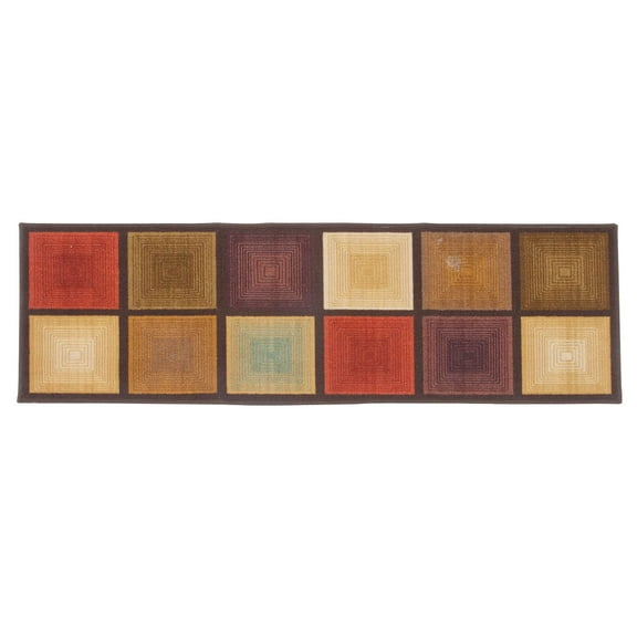 Madison Home  20 x 59 in. Optic Squares Area Rug, Brown