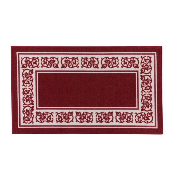 Madison Home 26 x 45 in. Floral Border Rectangle Area Rug, Burgundy