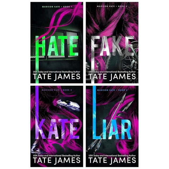 Madison Kate Series 4 Books Collection Set by Tate James | Reverse Harem Dark Romance Thriller - Hate, Liar, Fake & Kate