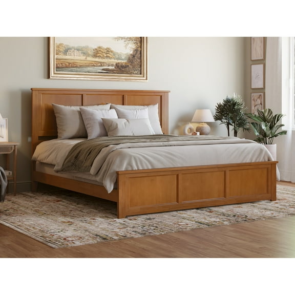 Madison King Low Profile Platform Bed with Matching Footboard in Light Toffee