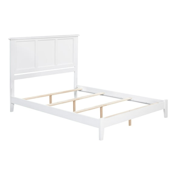 AFI Madison King Solid Wood Foundation Bed with Panel Headboard, White