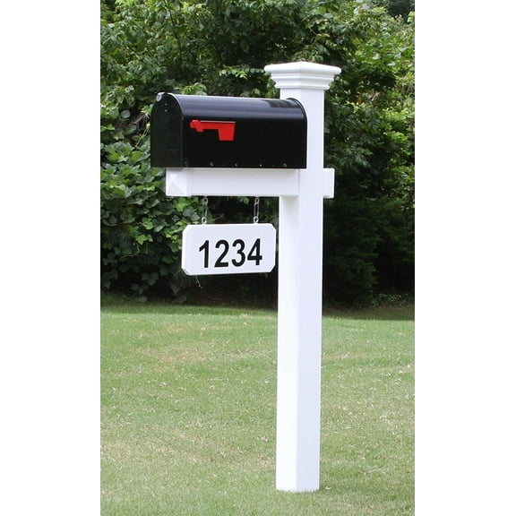 Madison Mailbox System, Large, Black, Vinyl Post, Double Door, Post Mount, Weatherproof