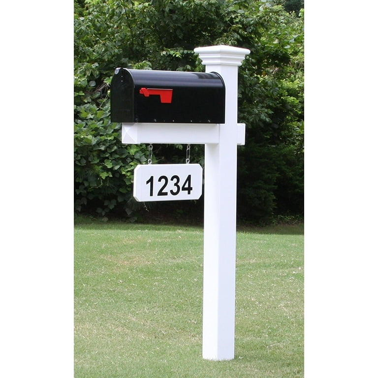 Madison Home Outdoor Steel Mailbox System with White Vinyl Post