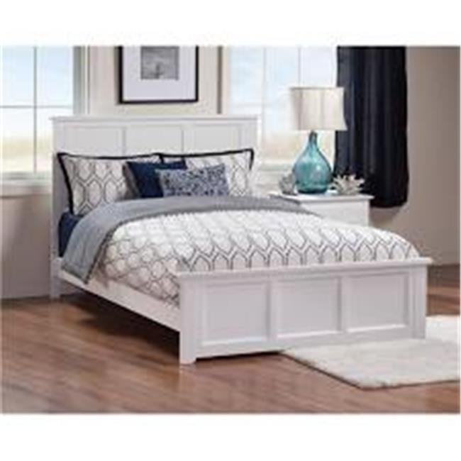 Madison White Full Wood Platform Bed with Headboard and Footboard