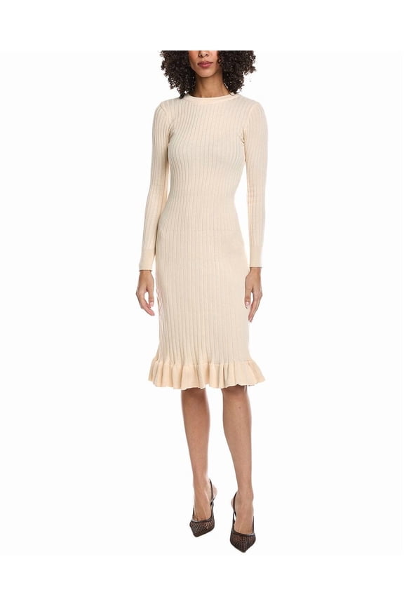womens  Knit Midi Dress, S/M, White