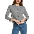 thumbnail image 1 of Madison Miles womens  Ruffle Cardigan, m, Grey, 1 of 3