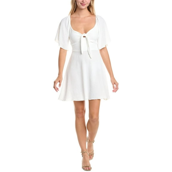 Madison Miles womens  Tie Front Mini Dress, m, White