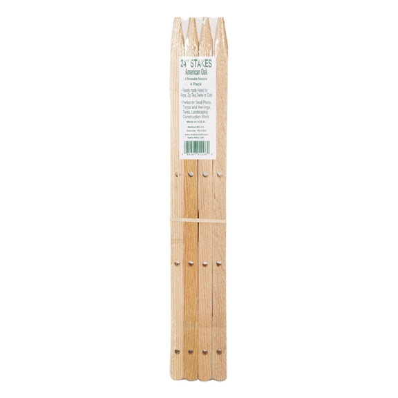 Madison Mill Oak Wooden Plant Stake - Landscaping Wood - 4 Pack, 24 In