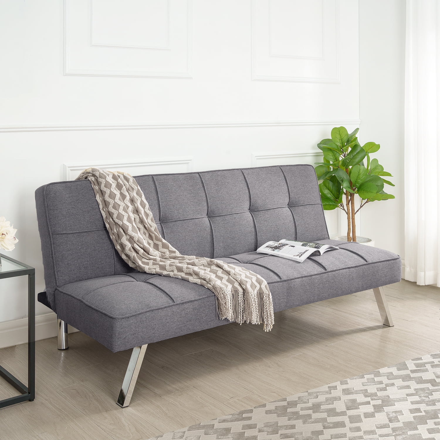 Madison Modern Comfort Futon Sofa Bed by Naomi Home Color Gray
