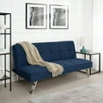 thumbnail image 1 of Madison Modern Futon Sofa Bed - Compact Design for Small Spaces - Convertible Futon with Linen Fabric for Premium Comfort - Ideal Guest Couch - Stylish & Durable, Supports up to 750 lbs. - Navy Blue, 1 of 16