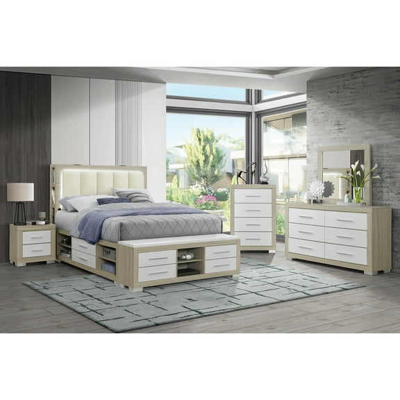 Madison Natural-White Full 5PC Bedroom Set