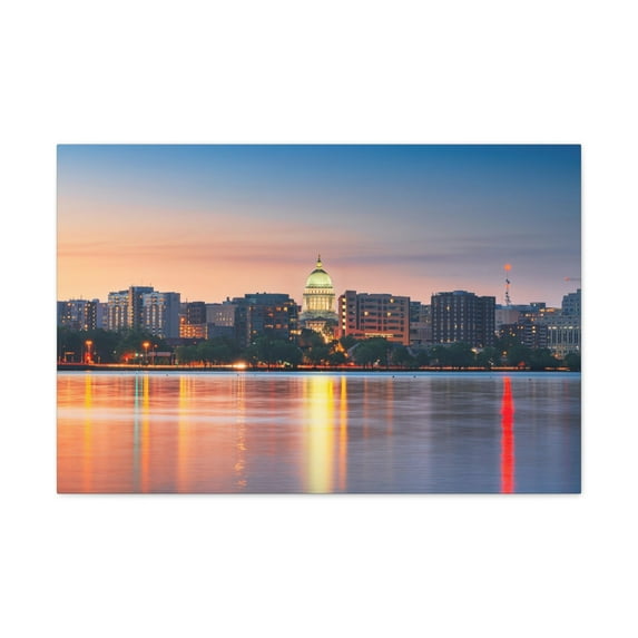 Madison Night Skyline Canvas Artwork Breathtaking Stunning Cityscape for Home Decor Ready to Hang