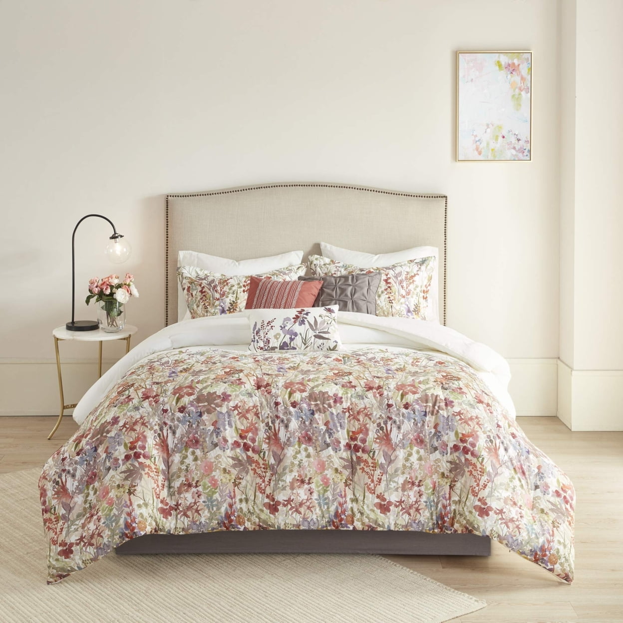 California King Red Cotton 7-Piece Comforter Set