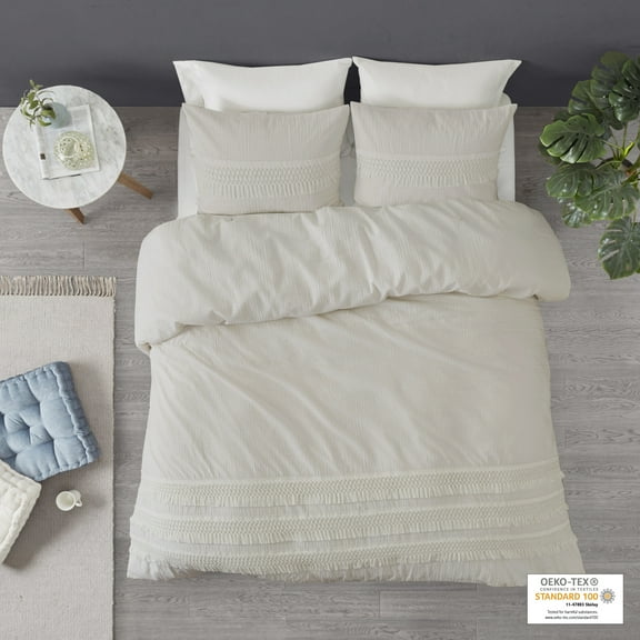 Madison Park 3 Piece Cotton Seersucker Duvet Cover Set