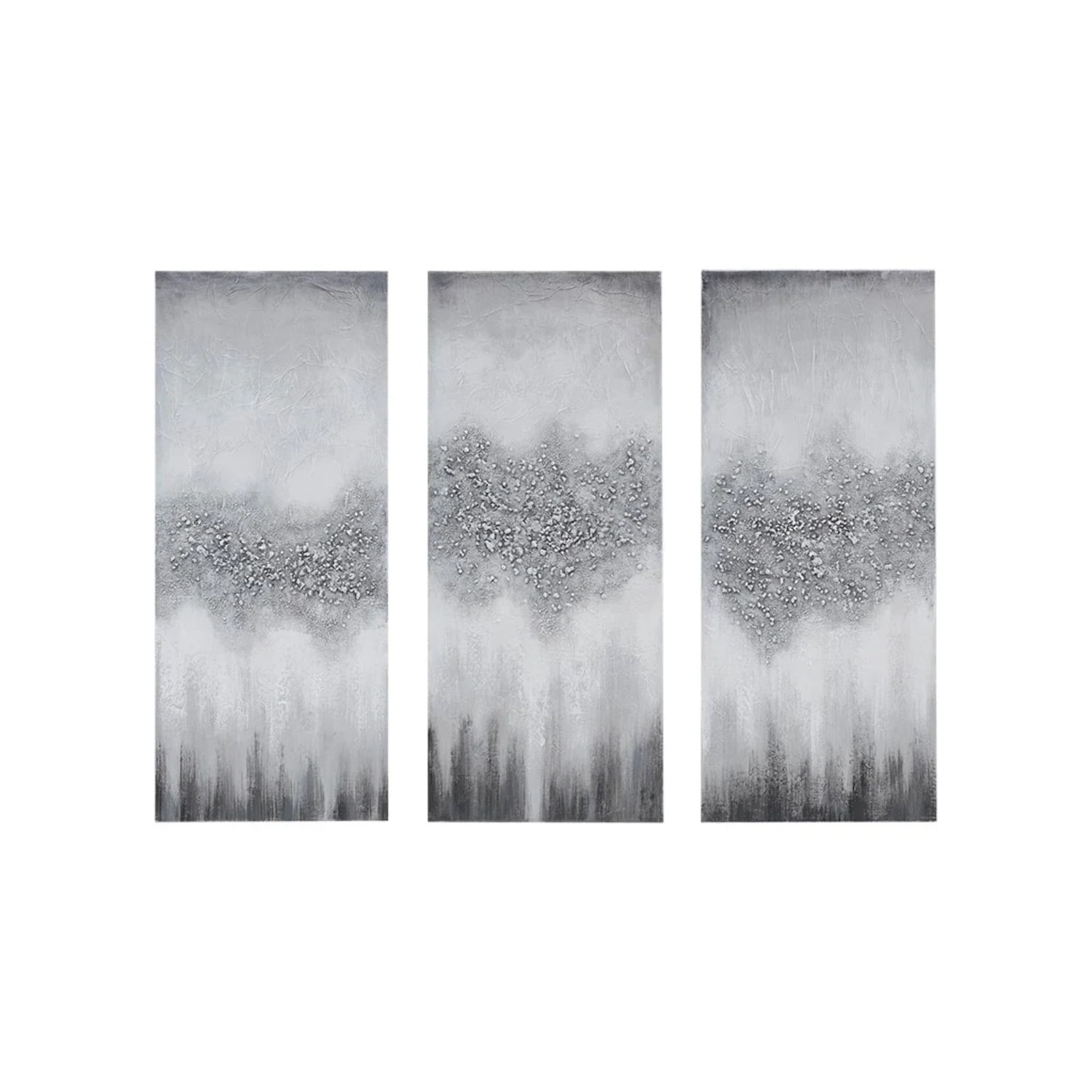 Luminous Gray and Black Hand-Painted 3-Piece Canvas Wall Art Set