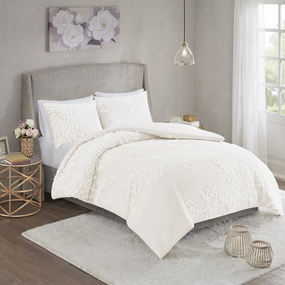 Madison Park 3 Piece Tufted Cotton Chenille Floral Comforter Set