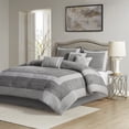 thumbnail image 1 of Madison Park 7-Piece Microsuede Bed in A Bag Comforter Set, King Size, Gray, Dax All Season Bedding Sets, 1 of 9