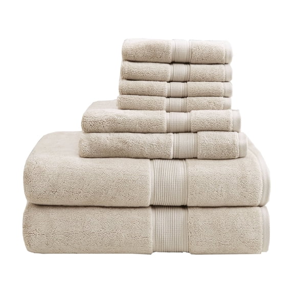 Madison Park 8-Piece Luxury Cotton Towel Set, 800GSM Bath Towels, Ultra Soft & Absorbent, Natural