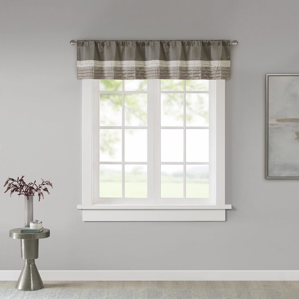 Natural Polyoni Pintuck Window Valance with Rod Pocket